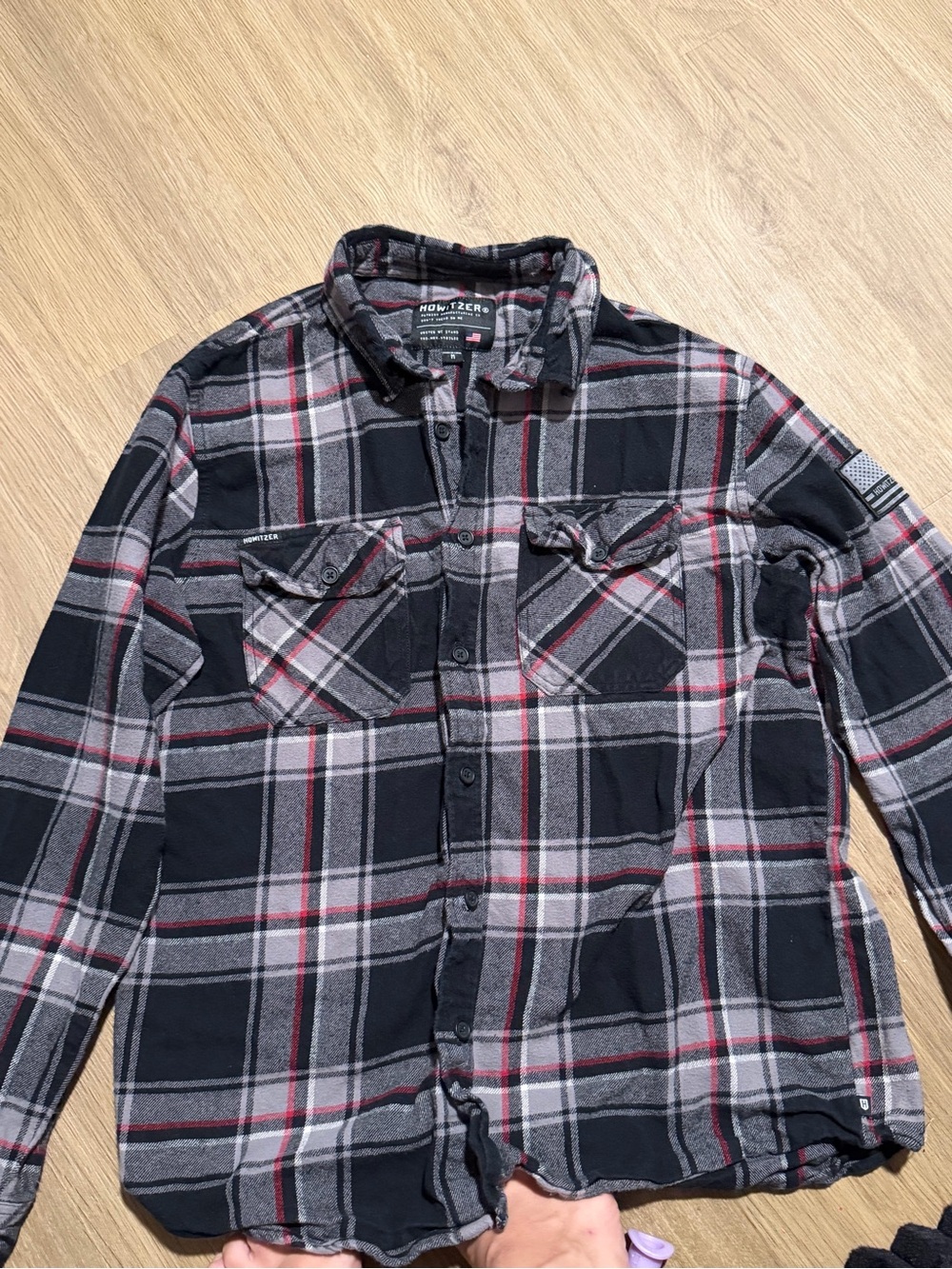 HOLTZER Men's Black & Gray Plaid Flannel Shirt Jacket